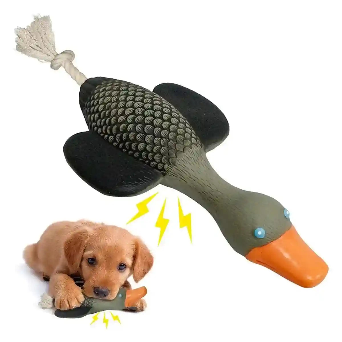 Durable Squeaky Dog Toy with Rope Tail for Interactive Chewing Fun