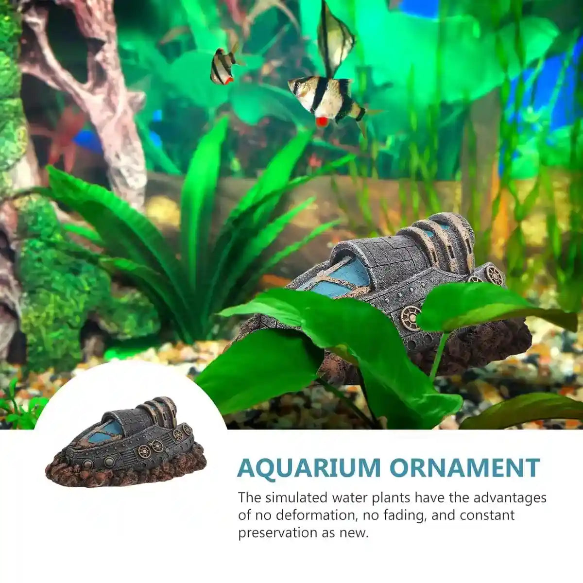 Spaceship Aquarium Decoration Resin Fish Tank Ornament