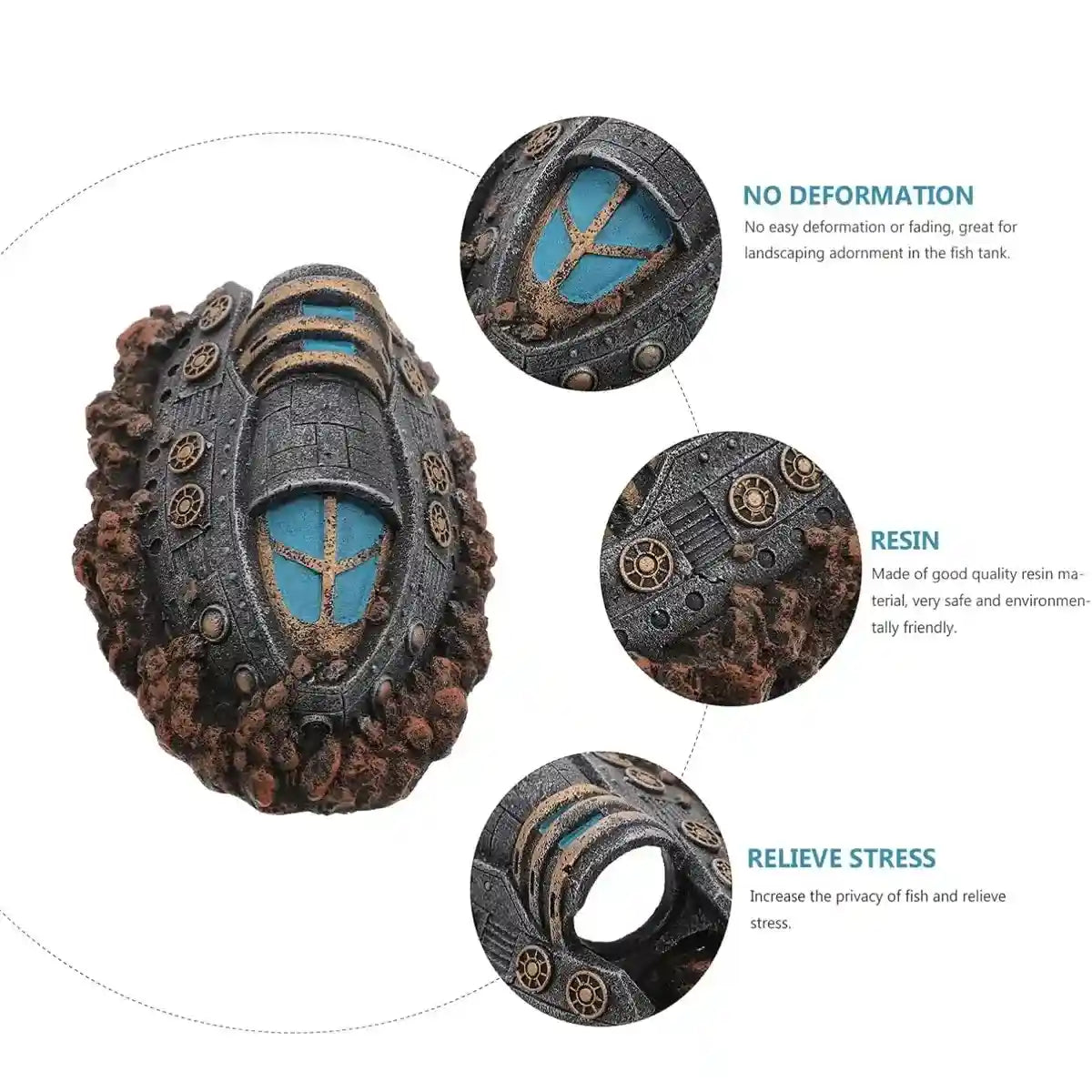 Spaceship Aquarium Decoration Resin Fish Tank Ornament