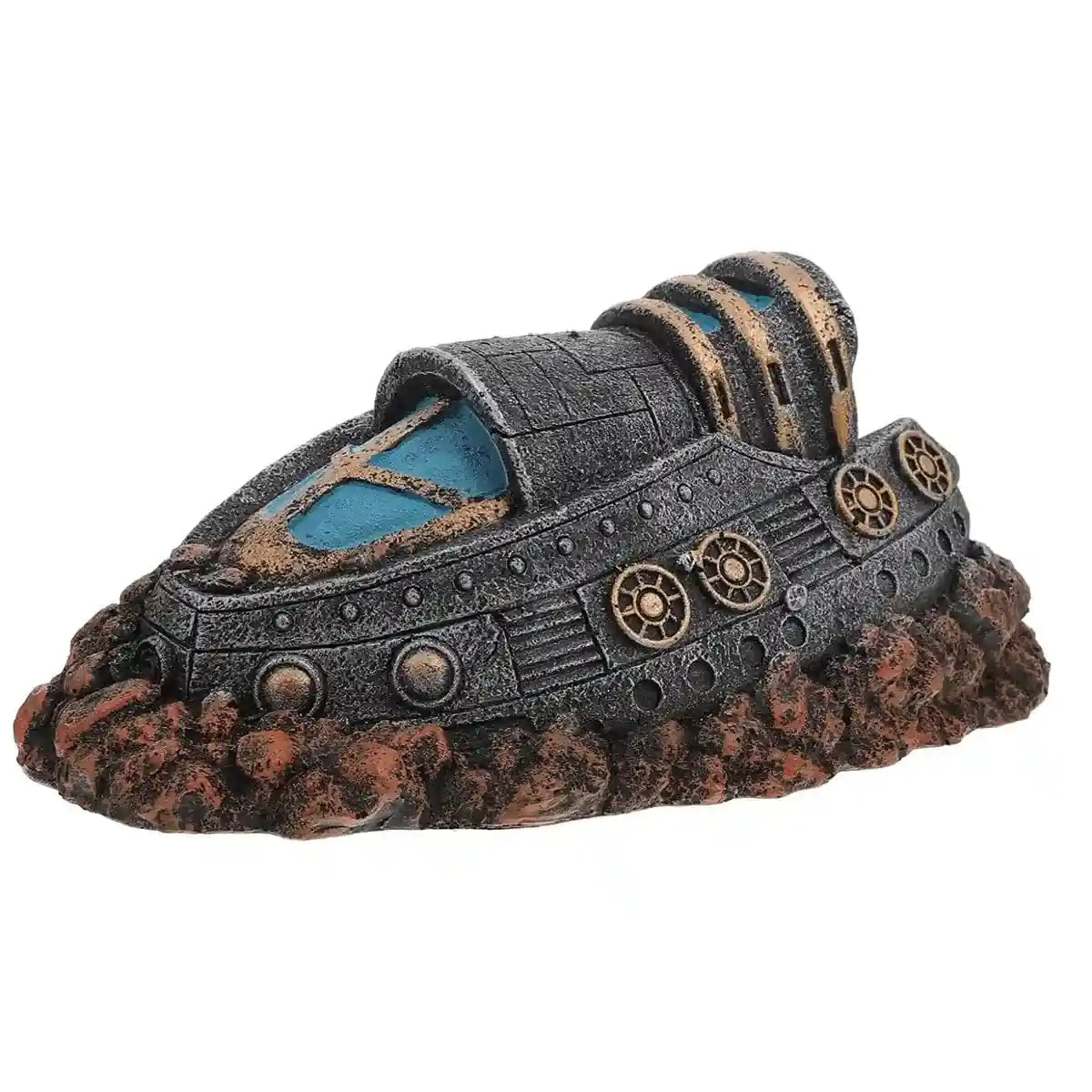 Spaceship Aquarium Decoration Resin Fish Tank Ornament