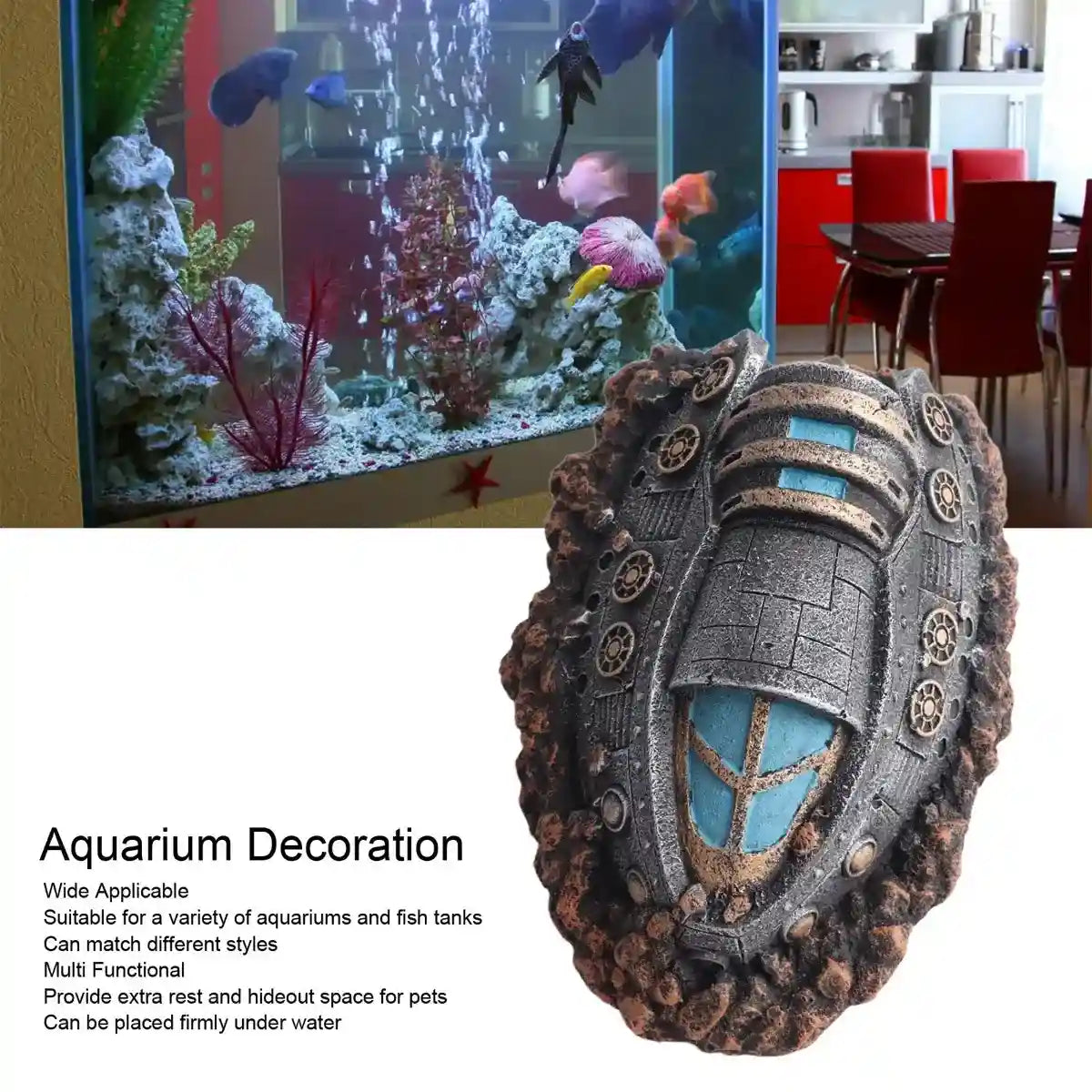 Spaceship Aquarium Decoration Resin Fish Tank Ornament