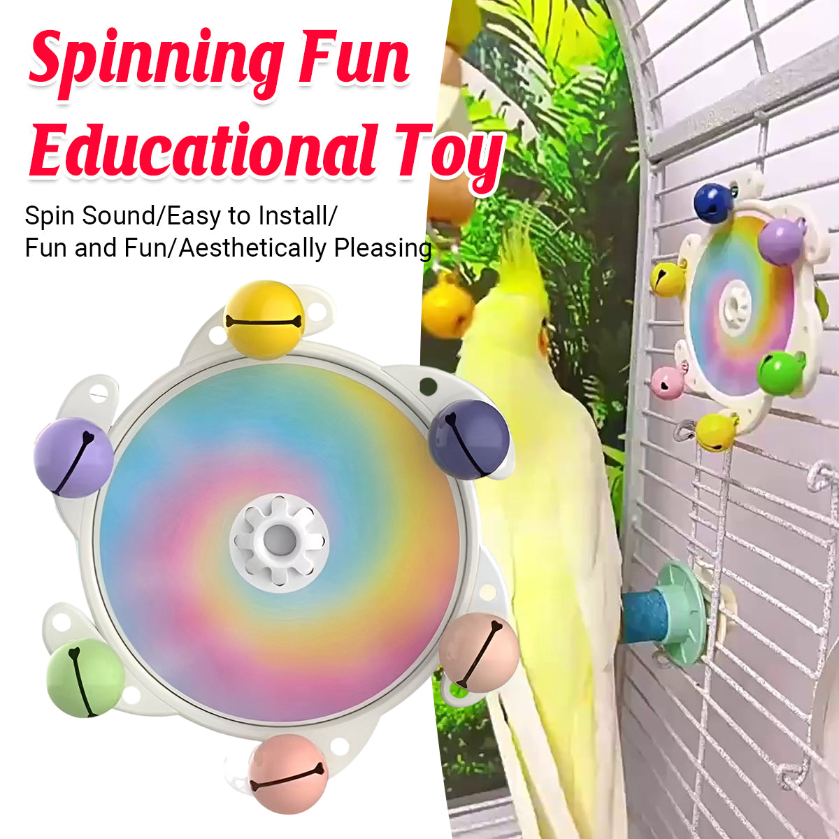 UFO Bird Cage Spinner Wheel Toy Interactive Bird Cage Accessory