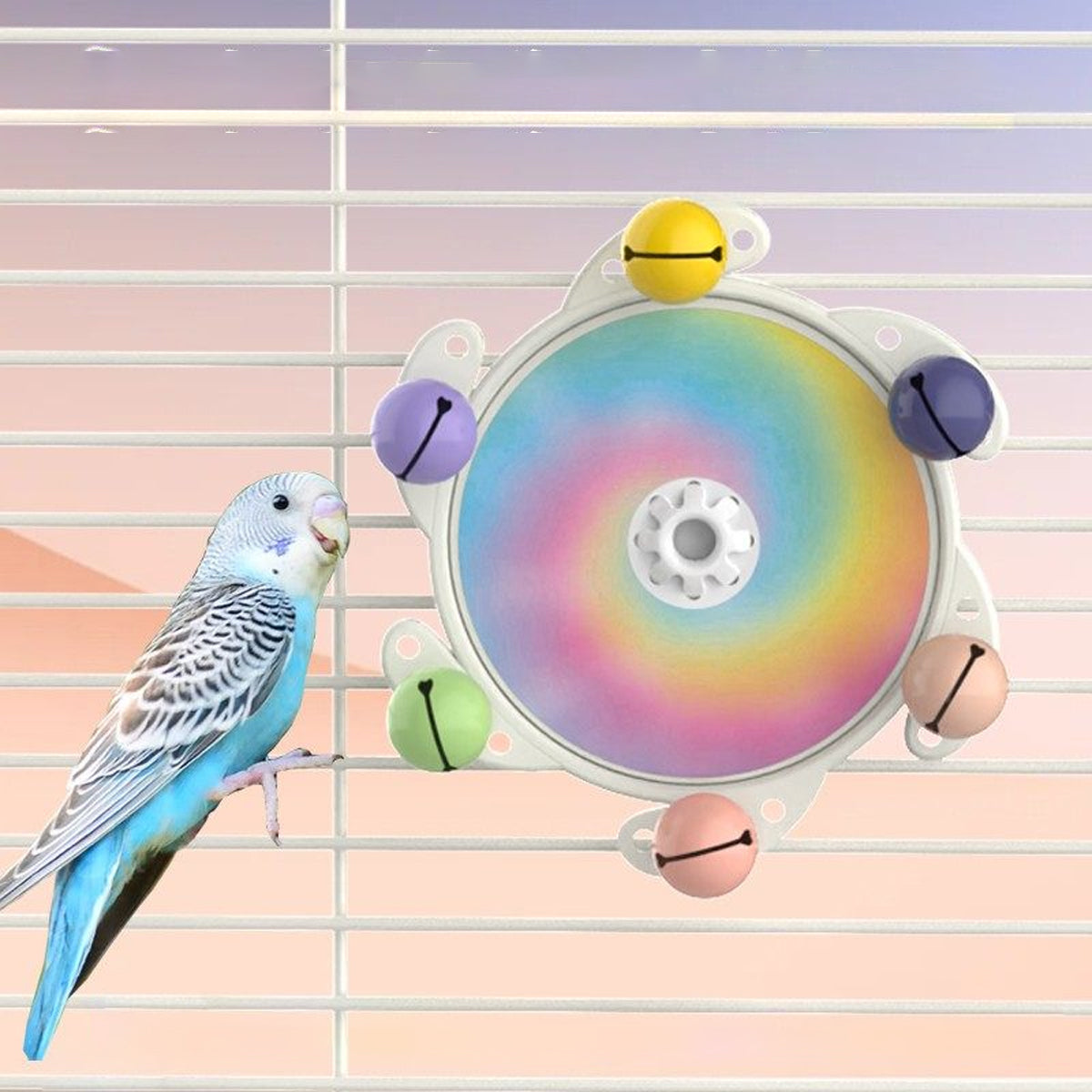 UFO Bird Cage Spinner Wheel Toy Interactive Bird Cage Accessory