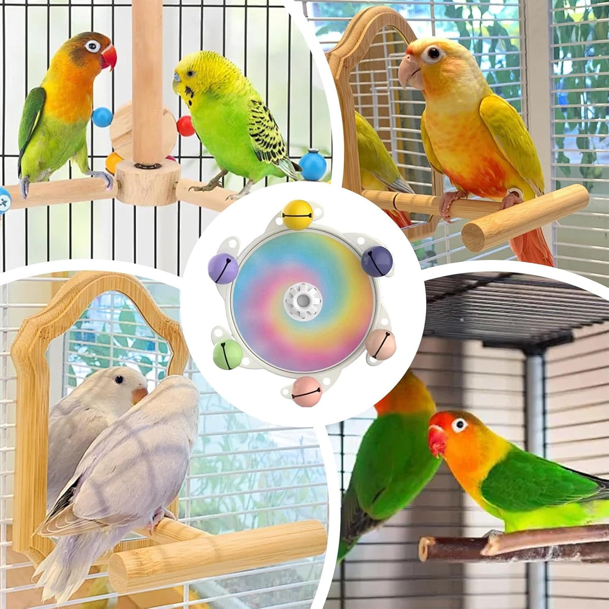 UFO Bird Cage Spinner Wheel Toy Interactive Bird Cage Accessory