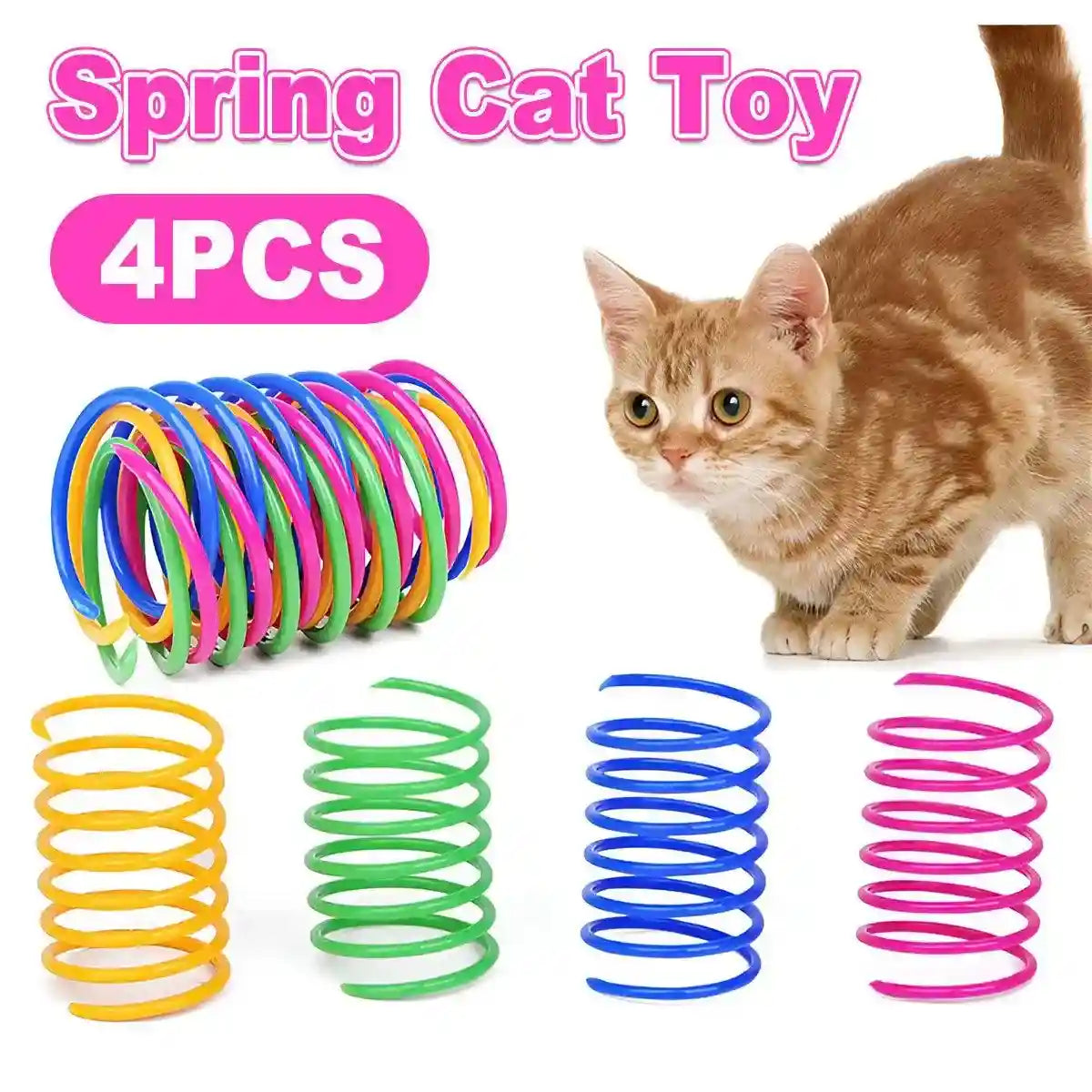 Interactive Spring Cat Toy Colorful Plastic Springs for Indoor Play