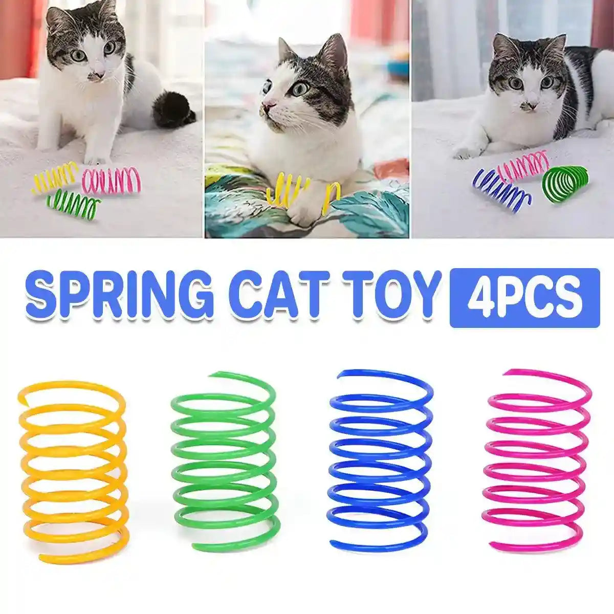 Interactive Spring Cat Toy Colorful Plastic Springs for Indoor Play