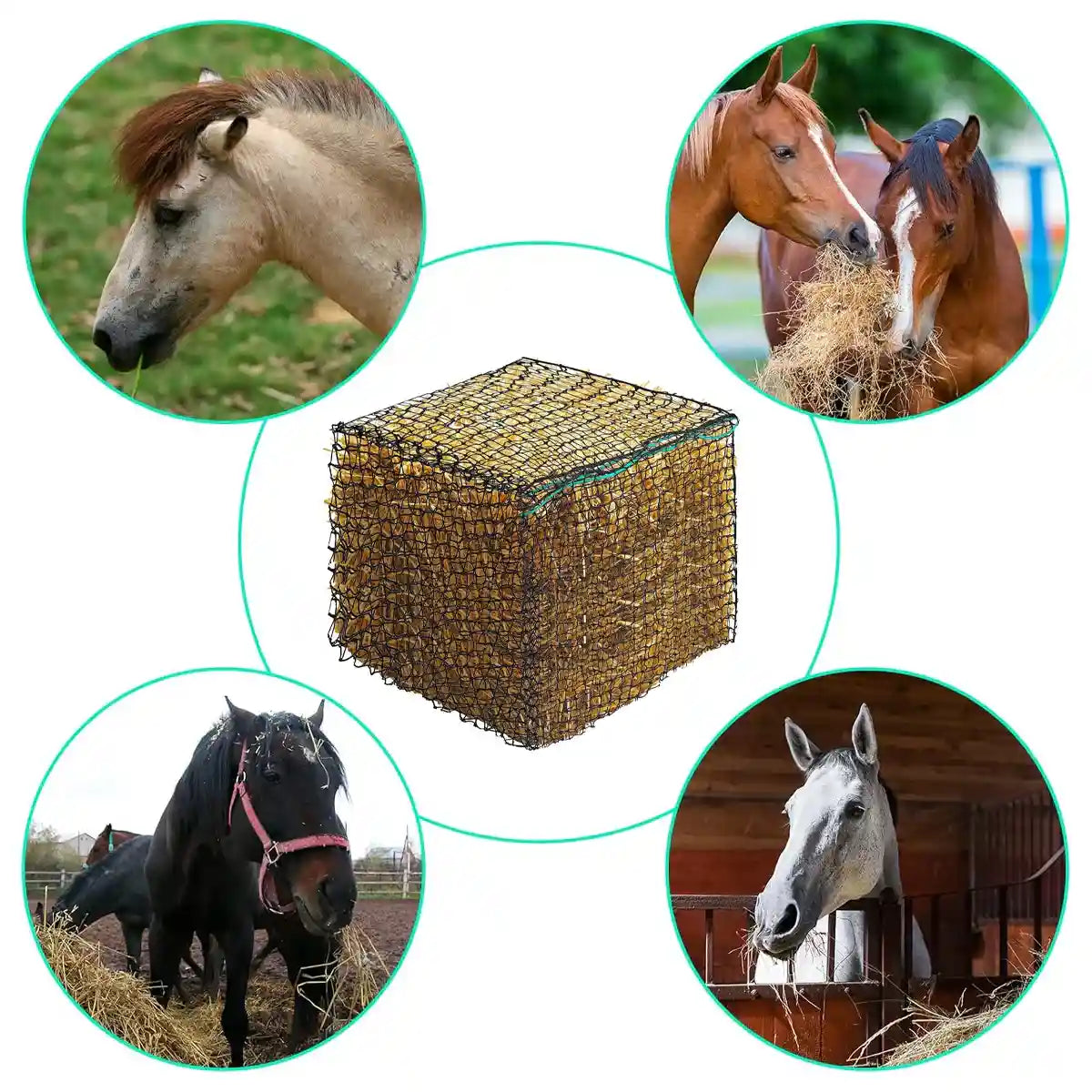 Round Hay Bag 4×4×4FT Large Slow Feeder for Horses Cattle & Livestock
