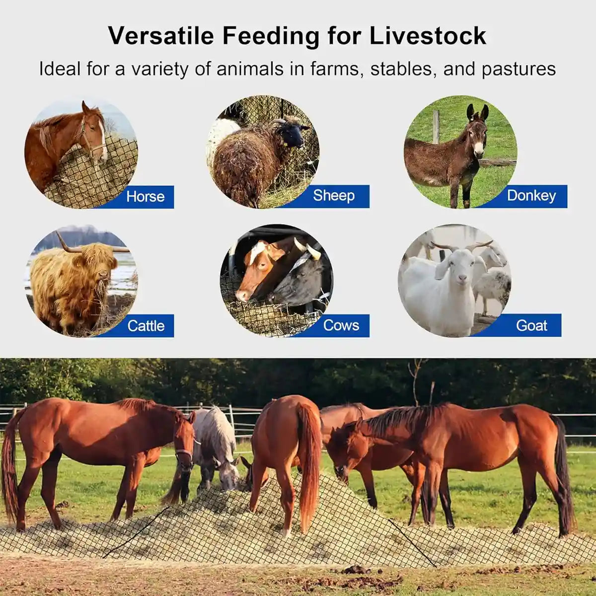 Round Hay Bag 4×4×4FT Large Slow Feeder for Horses Cattle & Livestock