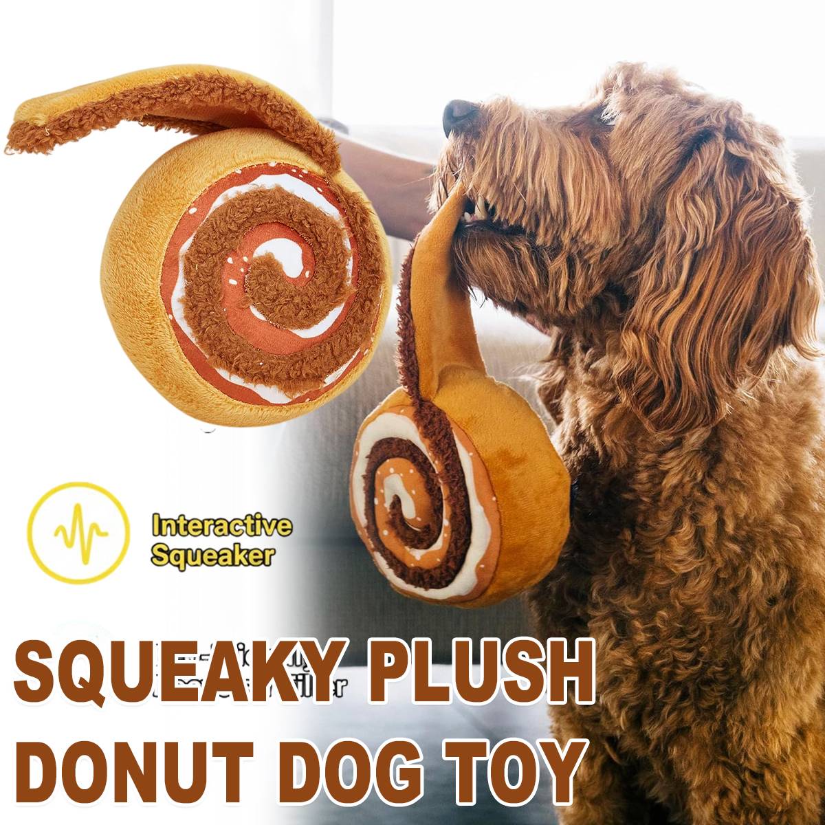 Squeaky Plush Donut Dog Toy Cinna-bone