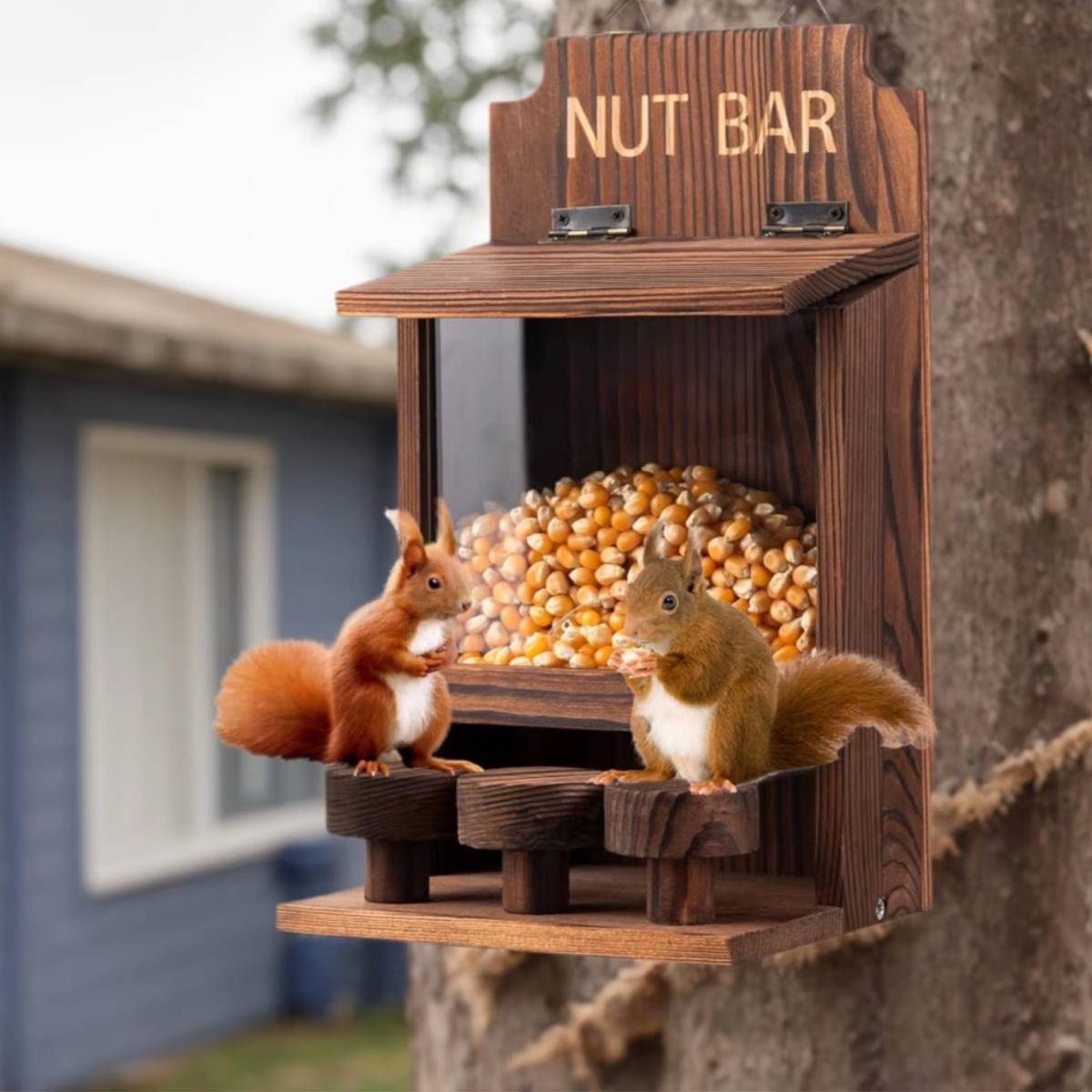 Squirrel Feeder Wooden Nut Bar Outdoor Hanging Feeder