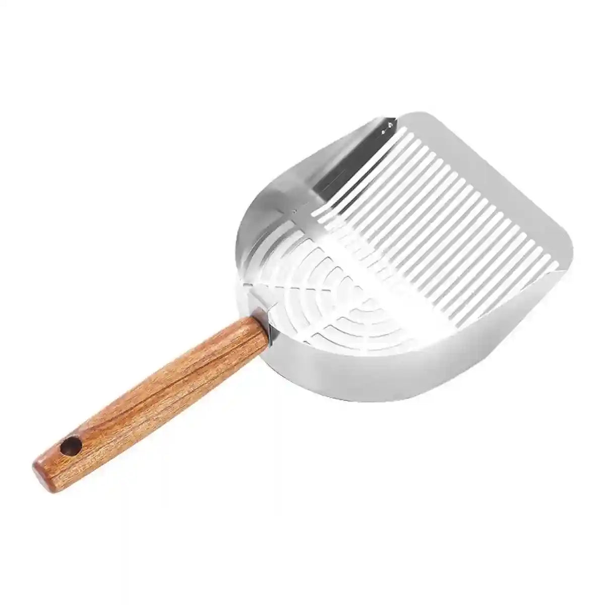 Stainless Steel Cat Litter Scoop with Wooden Handle