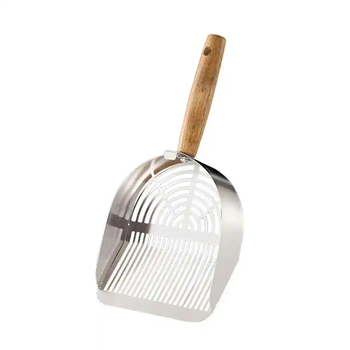 Stainless Steel Cat Litter Scoop with Wooden Handle