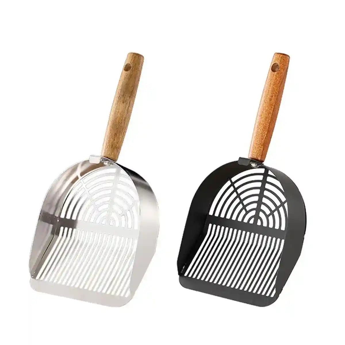 Stainless Steel Cat Litter Scoop with Wooden Handle