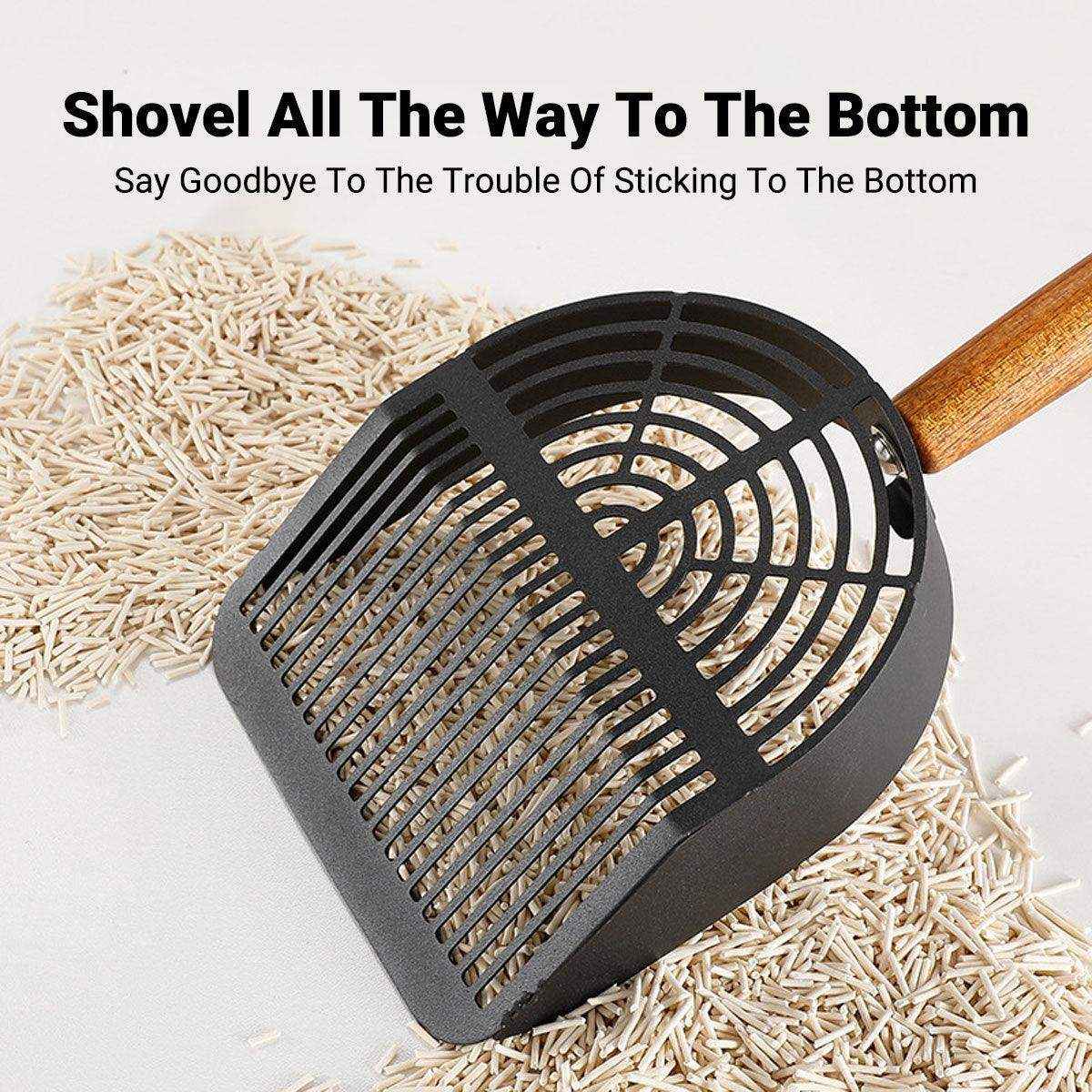 Stainless Steel Cat Litter Scoop with Wooden Handle