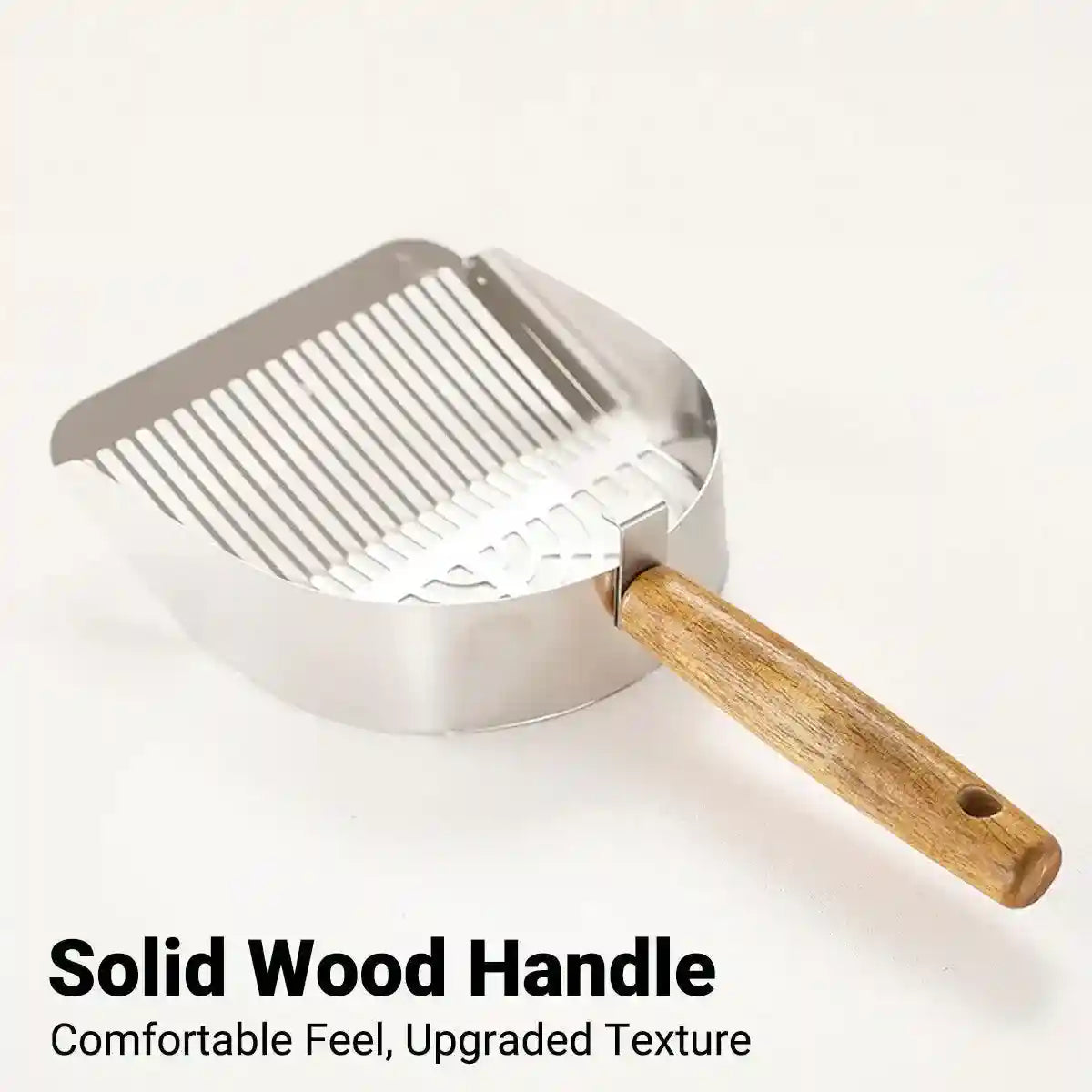Stainless Steel Cat Litter Scoop with Wooden Handle