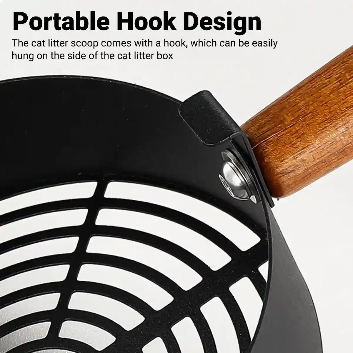 Stainless Steel Cat Litter Scoop with Wooden Handle