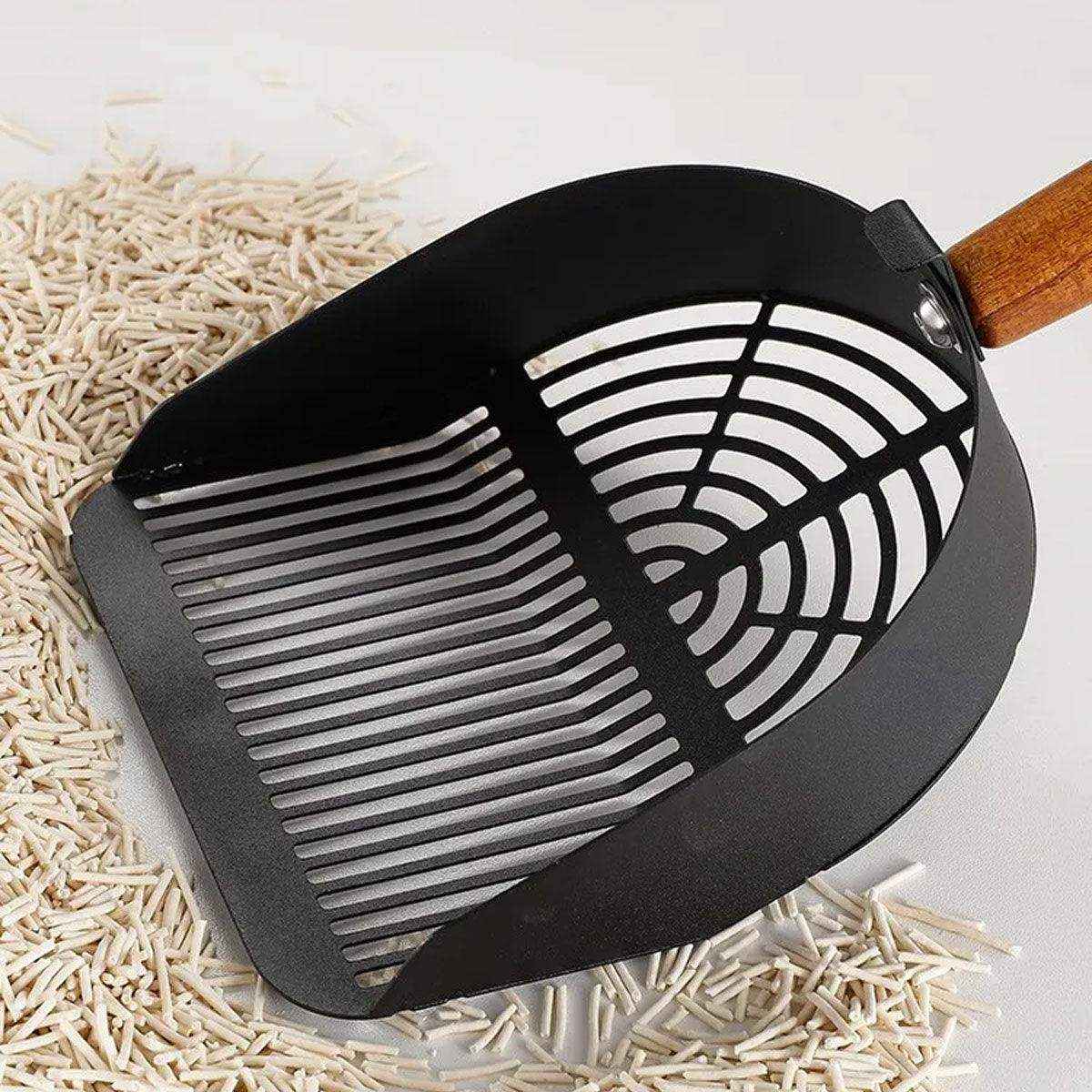 Stainless Steel Cat Litter Scoop with Wooden Handle