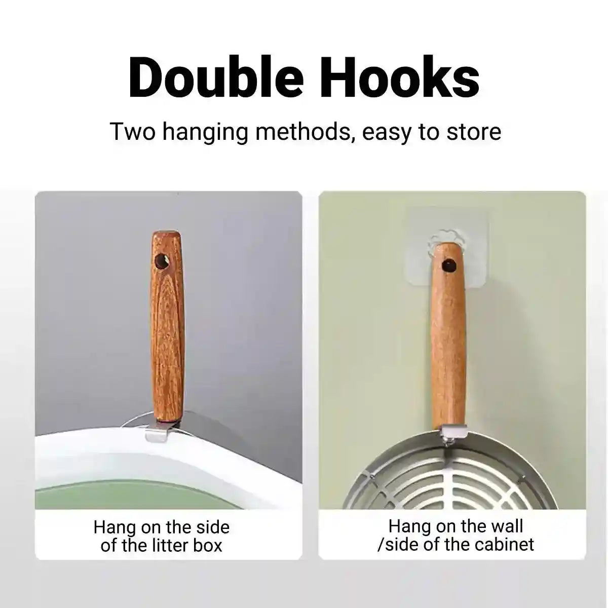 Stainless Steel Cat Litter Scoop with Wooden Handle