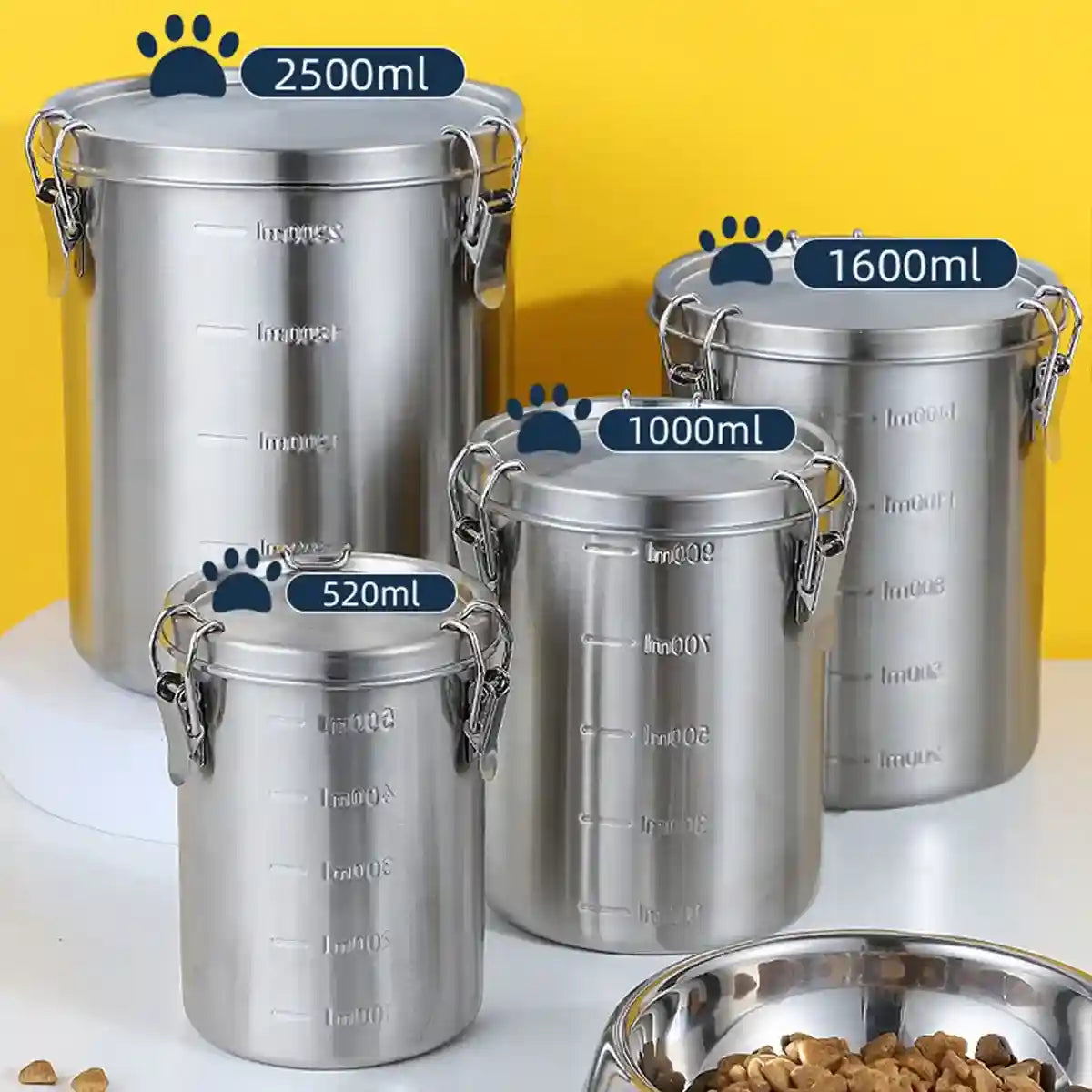 Stainless Steel Pet Food Storage Container with Airtight Locking Clips