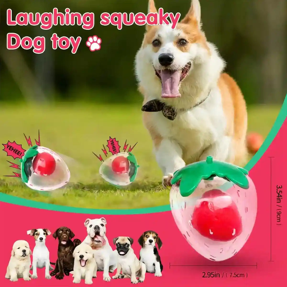 Strawberry Squeaky Dog Toy Durable Chew Toy for Interactive Play