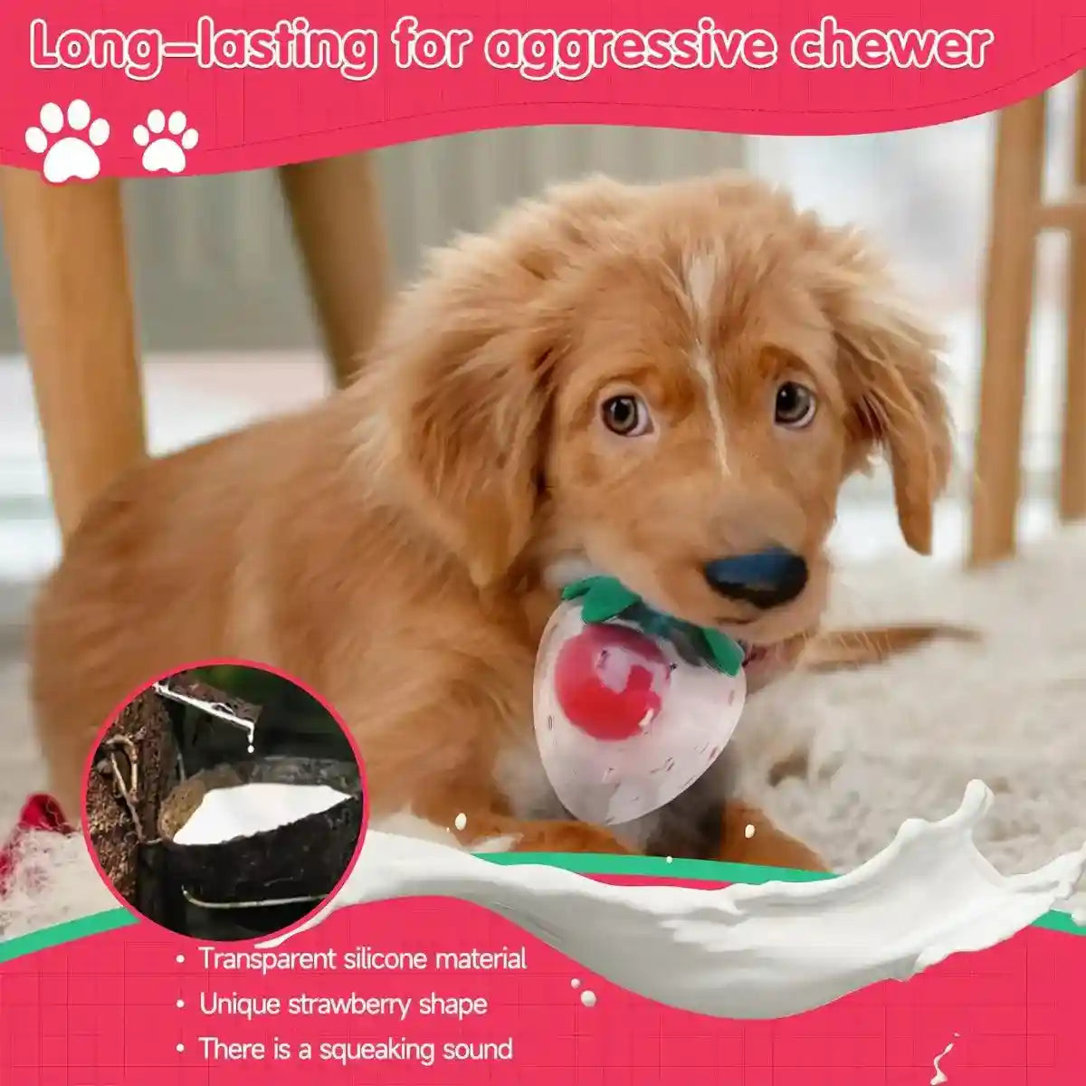 Strawberry Squeaky Dog Toy Durable Chew Toy for Interactive Play