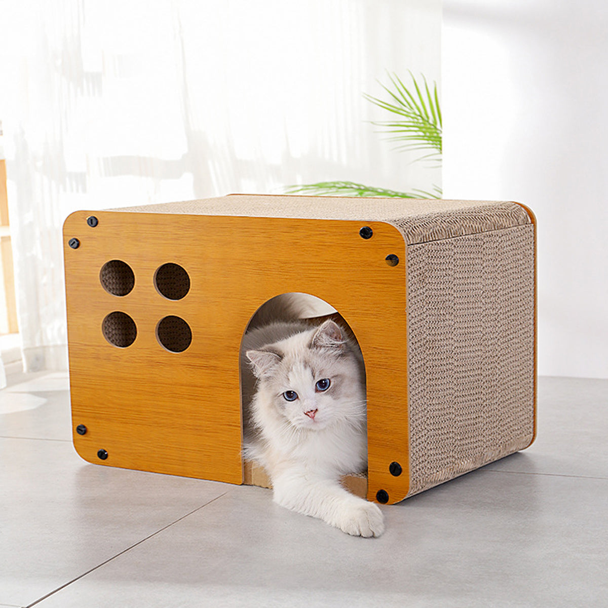 Cat Scratching Board 2 In 1 Wooden Cat Bed