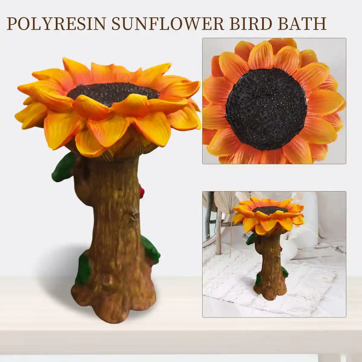 Resin Gardening Ornaments Sunflower Bird Drinker Sunflower Crafts Ornaments