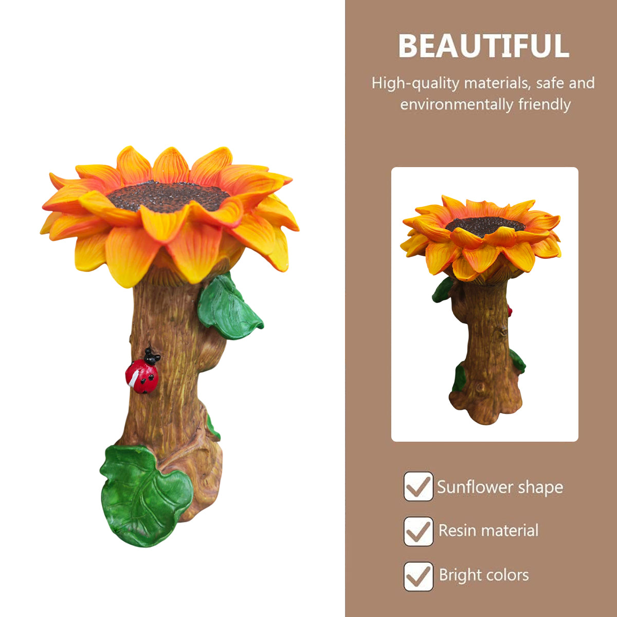 Resin Gardening Ornaments Sunflower Bird Drinker Sunflower Crafts Ornaments