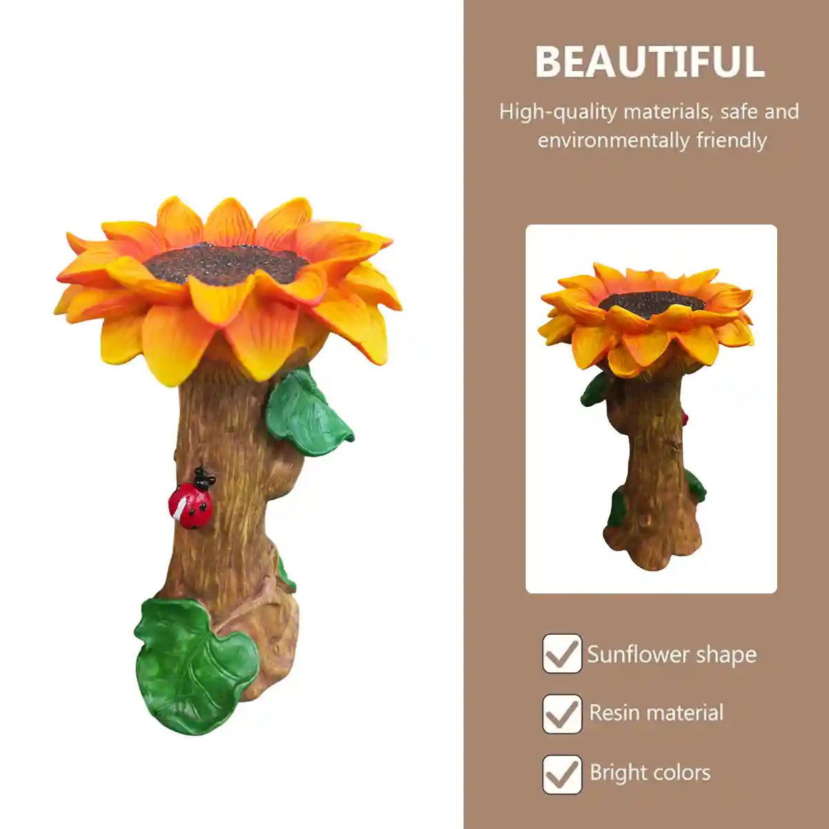 Resin Gardening Ornaments Sunflower Bird Drinker Sunflower Crafts Ornaments