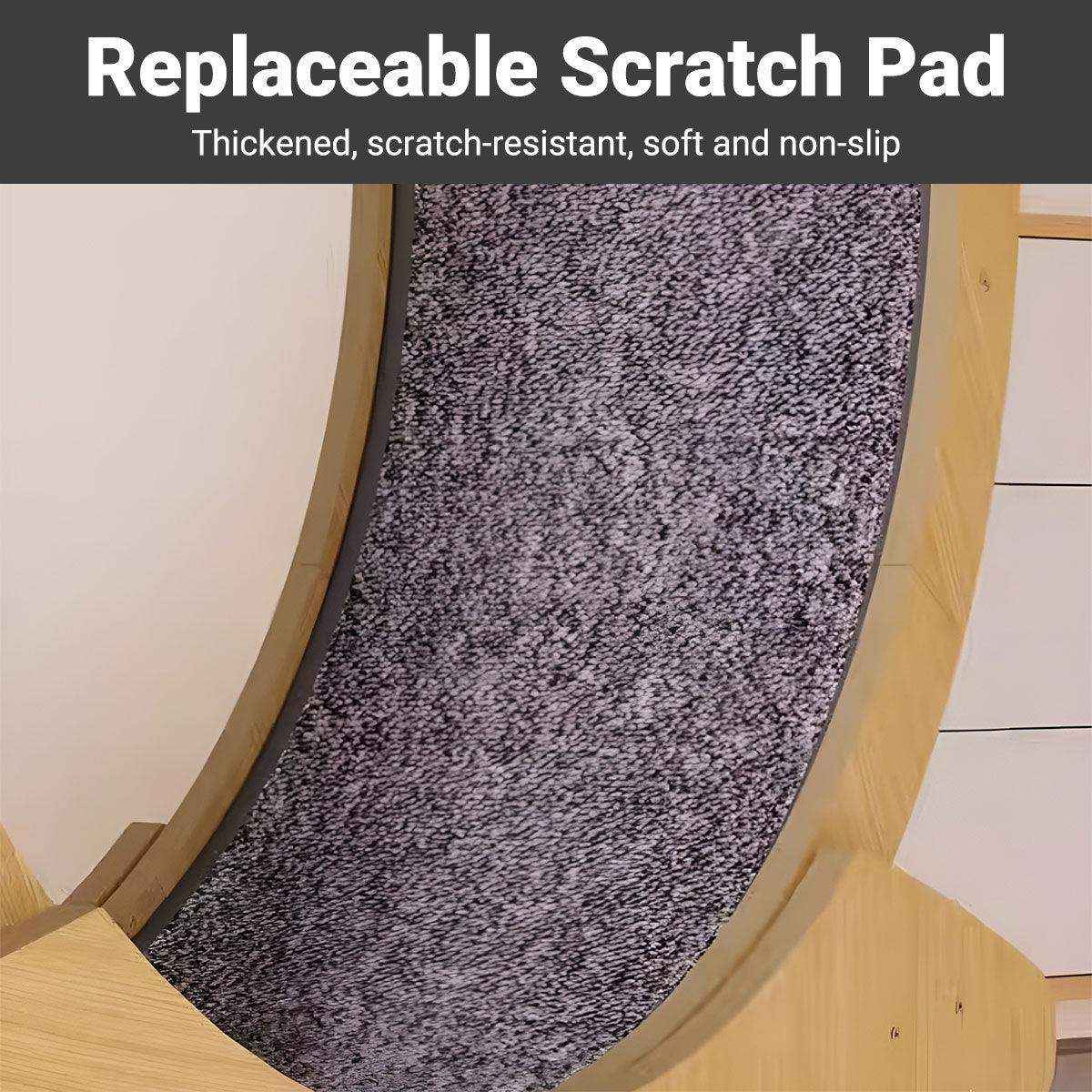 Spacious Wooden Cat Treadmill with Scratch Pad & Quiet Rollers