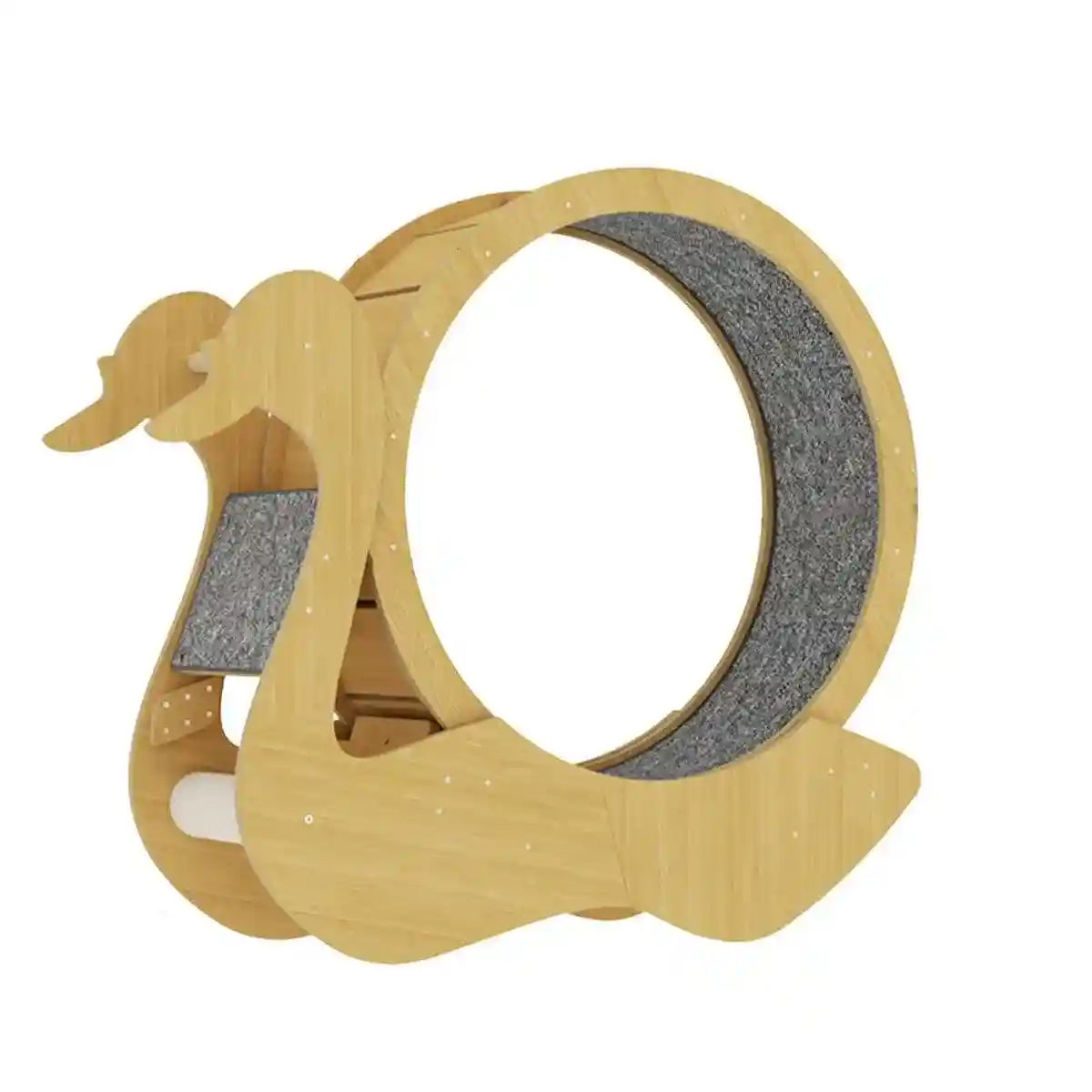 Spacious Wooden Cat Treadmill with Scratch Pad & Quiet Rollers