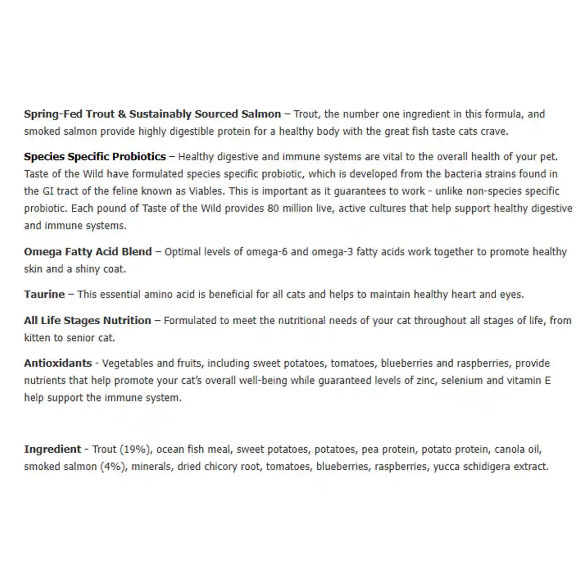 Taste of the Wild Canyon River Cat Food Grain-Free Trout & Smoked Salmon Formula 2kg/6.6kg