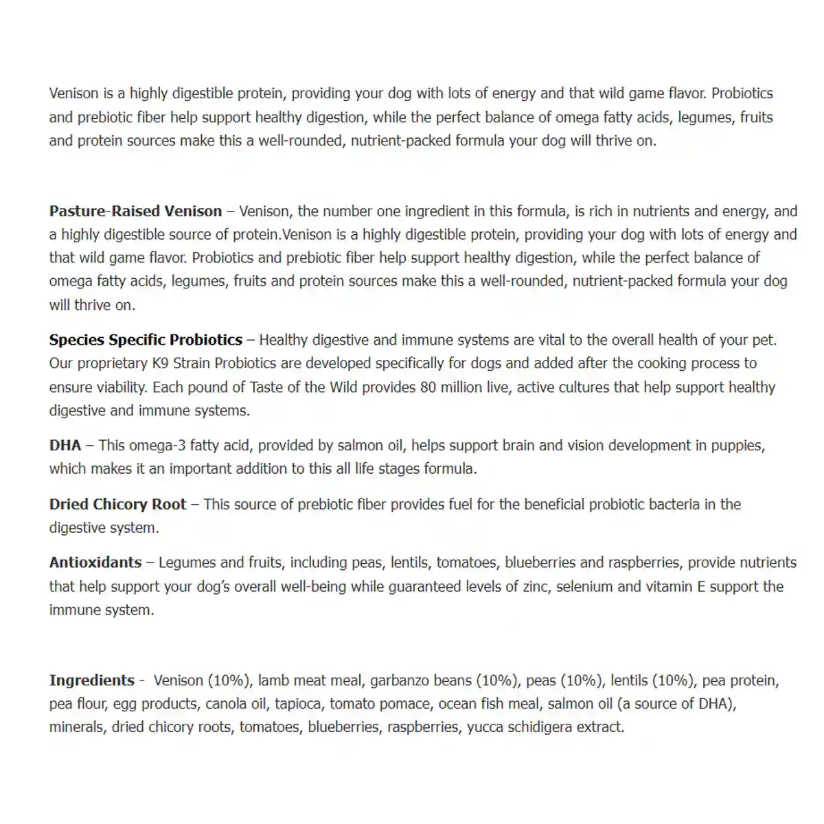 Taste of the Wild Pine Forest Canine 5.6kg/12.2kg