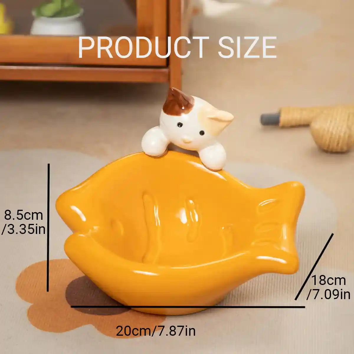 Tilted Ceramic Cat Bowl with Neck Support for Cats and Small Dogs