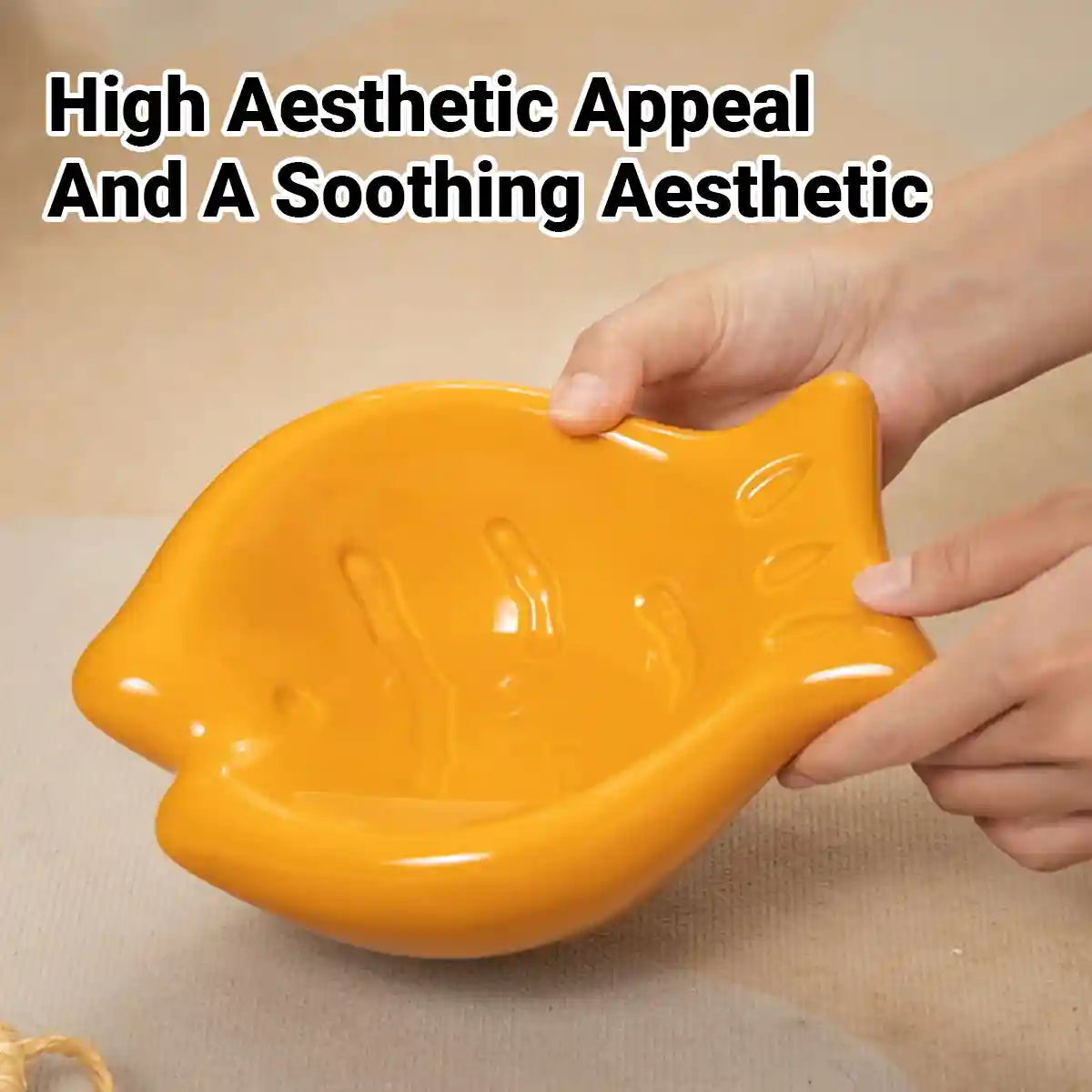 Tilted Ceramic Cat Bowl with Neck Support for Cats and Small Dogs