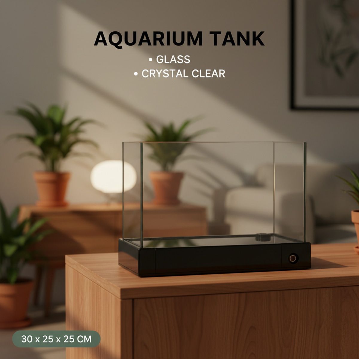 30cm Glass Reptile Tank with Drain Control