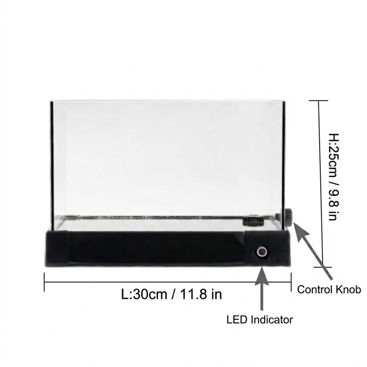 30cm Glass Reptile Tank with Drain Control