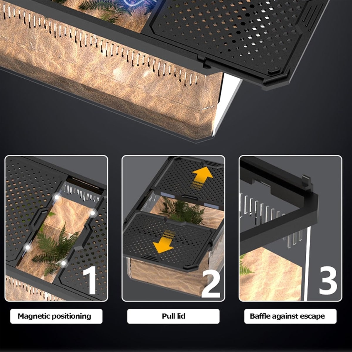 Stackable Reptile Terrarium Breeding Box with Magnetic Lid (Small)