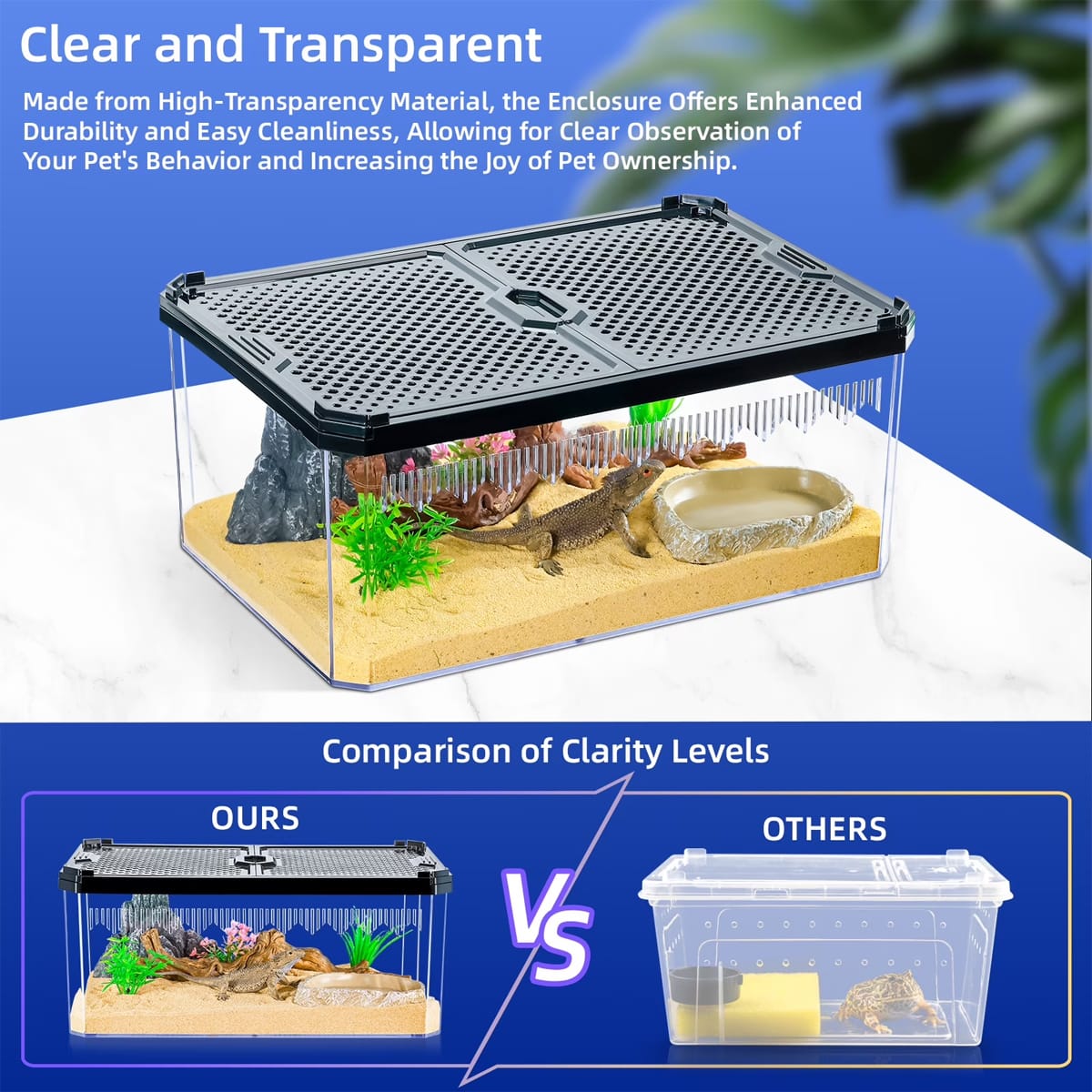 Stackable Reptile Terrarium Breeding Box with Magnetic Lid (Small)