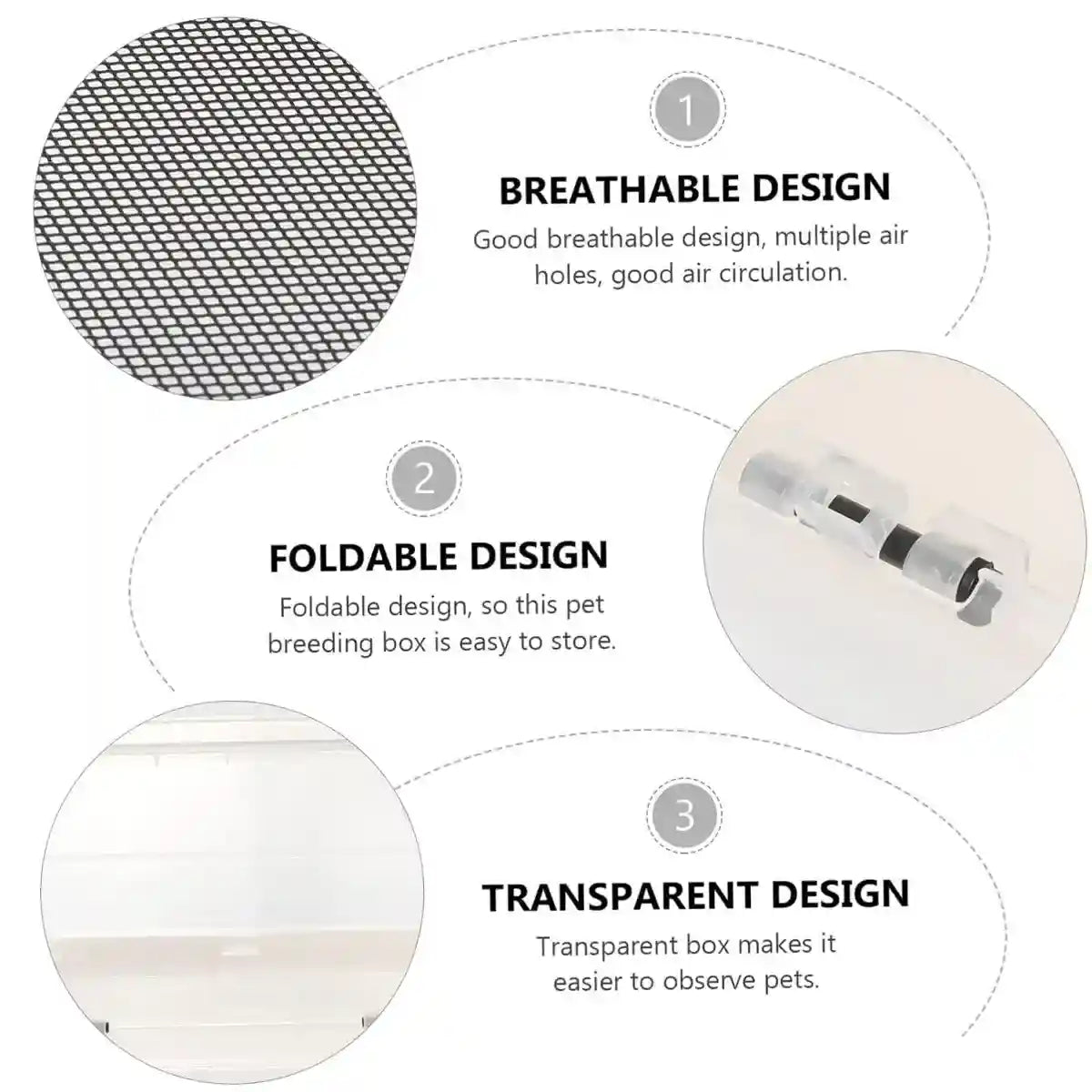 Foldable Transparent Small Pet Breeding Box with Mesh Lid