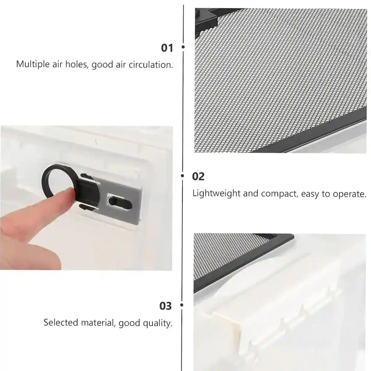 Foldable Transparent Small Pet Breeding Box with Mesh Lid