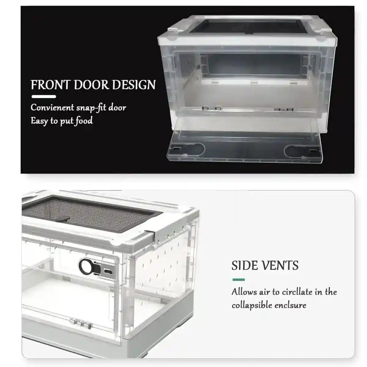 Foldable Transparent Small Pet Breeding Box with Mesh Lid