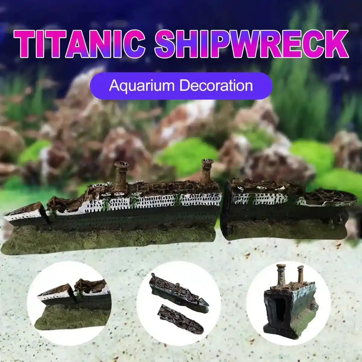 Titanic Shipwreck Aquarium Decoration Realistic Resin Design for Fish Tanks