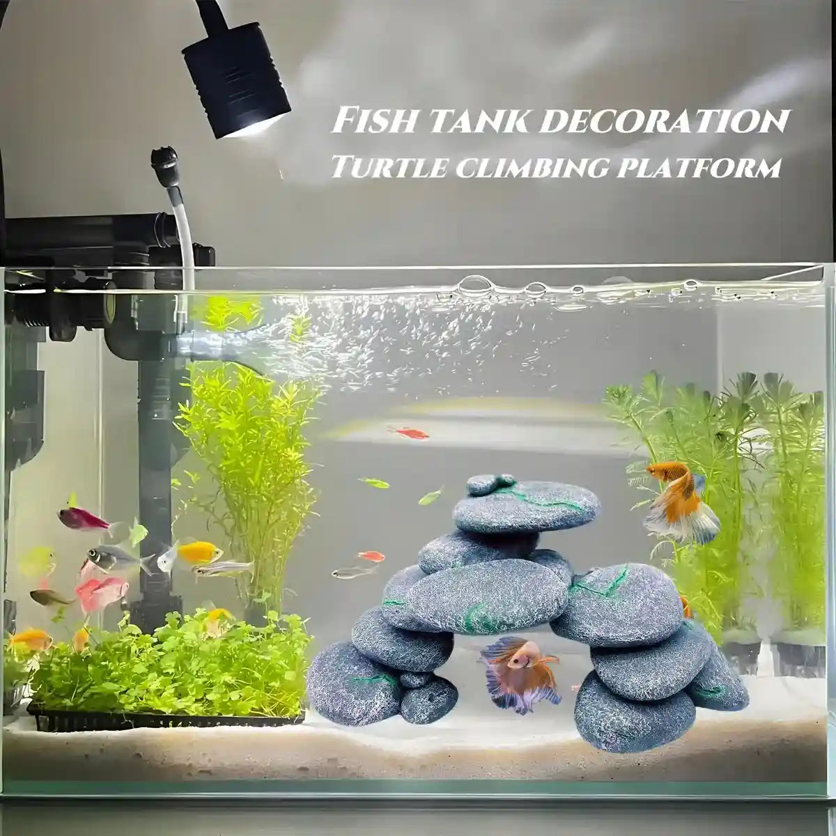 Turtle Basking Platform Aquarium Climbing Rock Decoration
