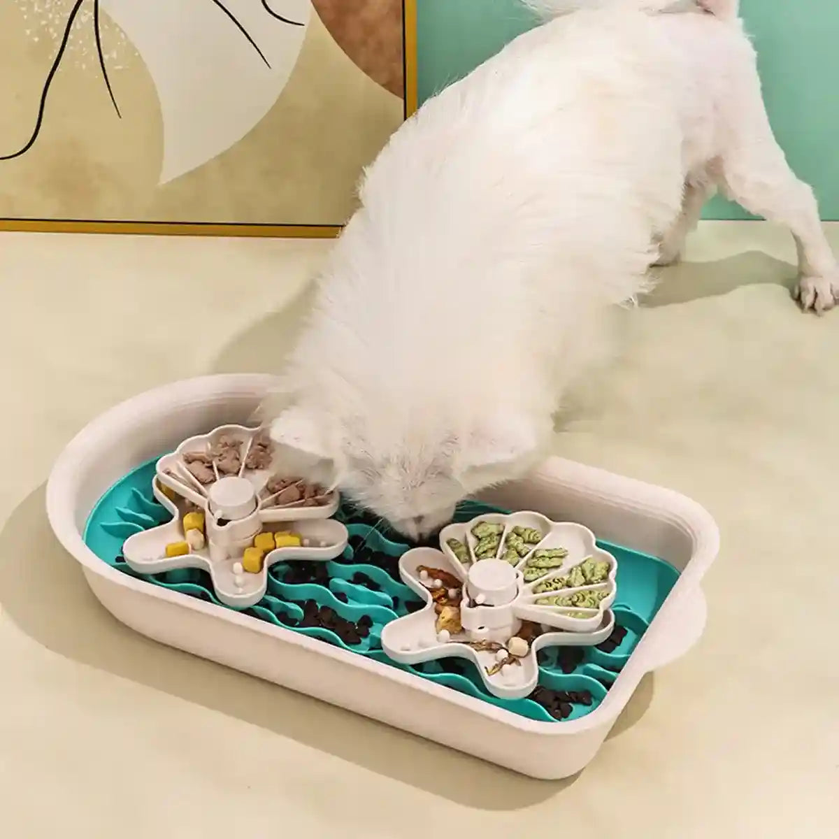 Interactive Rotating Puzzle Slow Feeder Bowl for Small & Medium Dogs