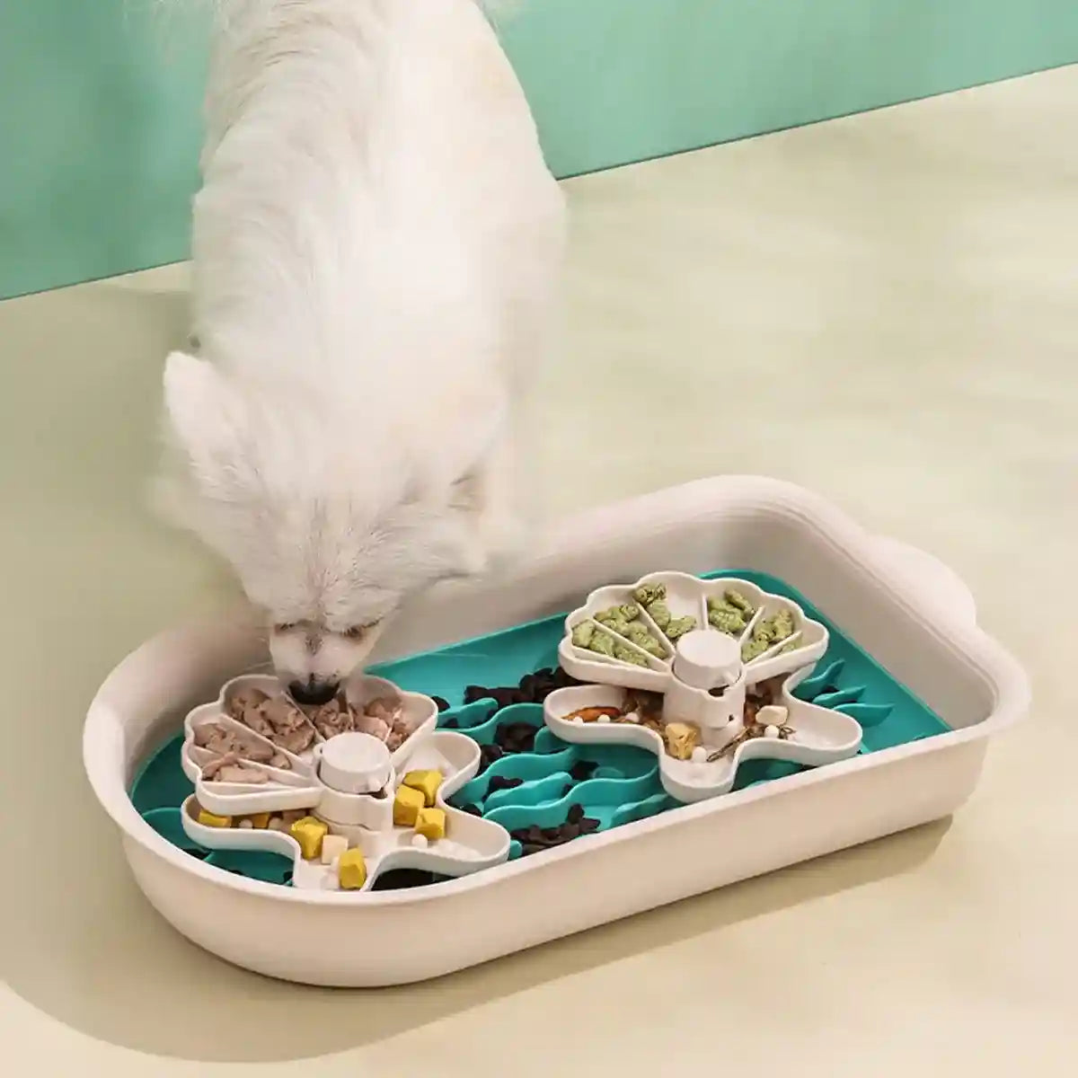 Interactive Rotating Puzzle Slow Feeder Bowl for Small & Medium Dogs