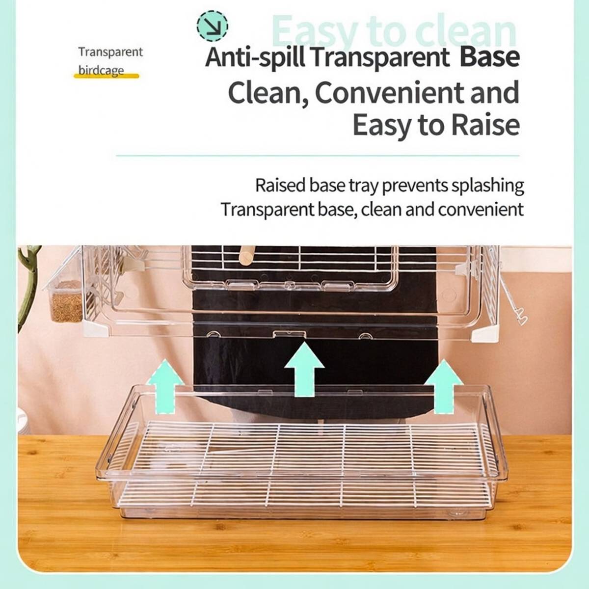 Transparent Bird Cage with Perches & Feeders | Clear Aviary for Small Birds
