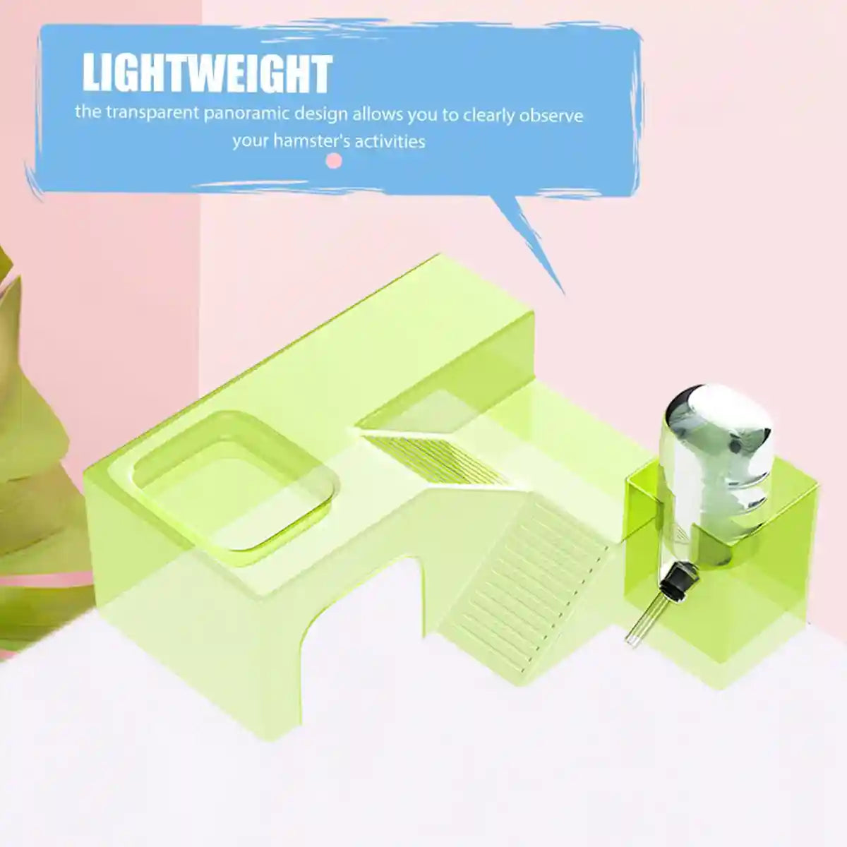 Transparent Hamster Platform With Bottle & Feeder