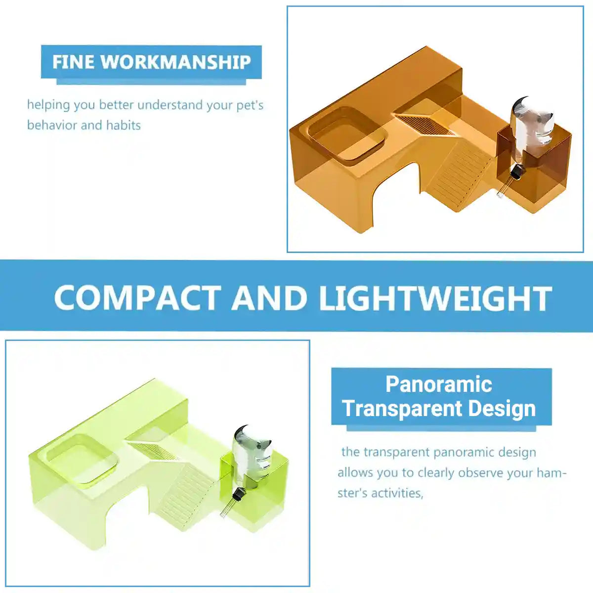 Transparent Hamster Platform With Bottle & Feeder