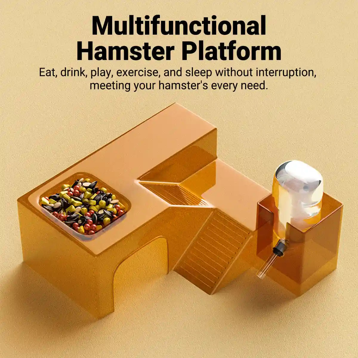 Transparent Hamster Platform With Bottle & Feeder